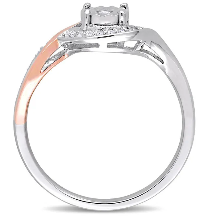 010 CT TW Natural Diamond Bypass Promise Ring in Solid 10K TwoTone Gold Goldia Rings