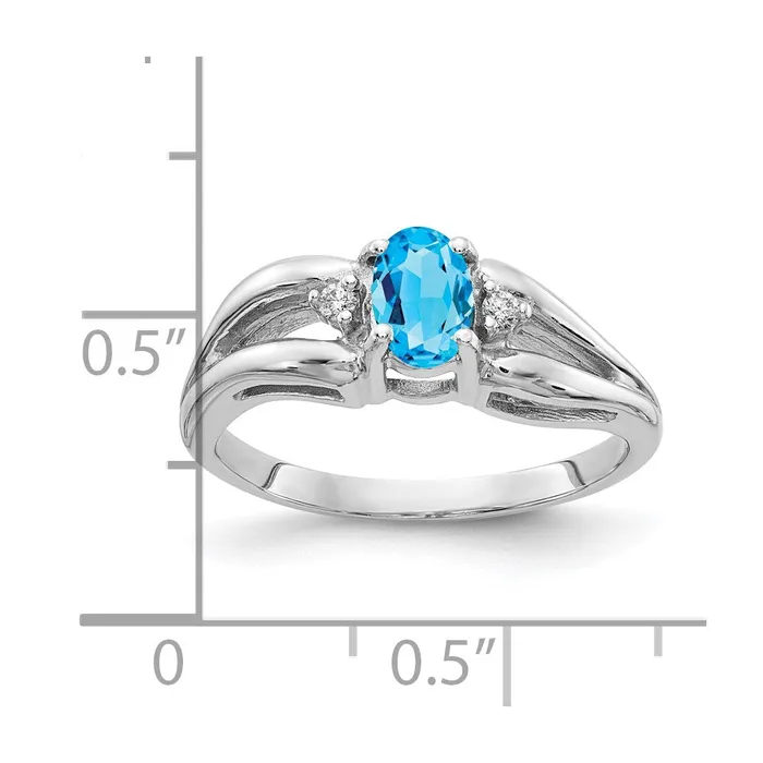 goldiaca Rings 14k White Gold 6x4mm Oval Blue Topaz A Real Diamond ring