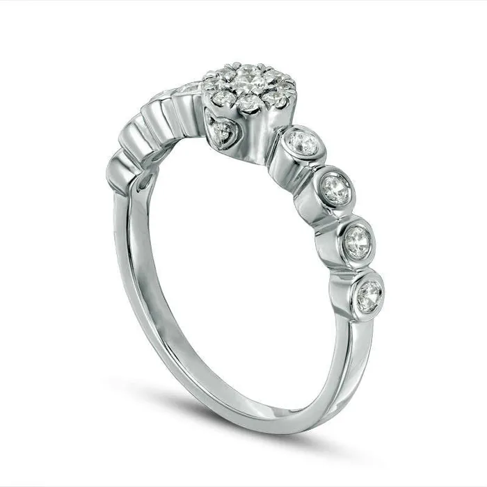 Goldia Rings 033 CT TW Natural Diamond Frame Engagement Ring in Solid 10K White Gold Goldia Rings 033 CT TW Natural Diamond Frame Engagement Ring in Solid 10K White Gold