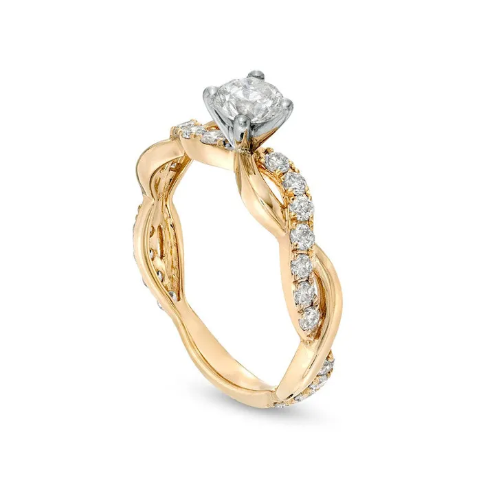 Goldia Rings 10 CT TW Natural Diamond Twist Shank Engagement Ring in Solid 14K Gold Goldia Rings 10 CT TW Natural Diamond Twist Shank Engagement Ring in Solid 14K Gold