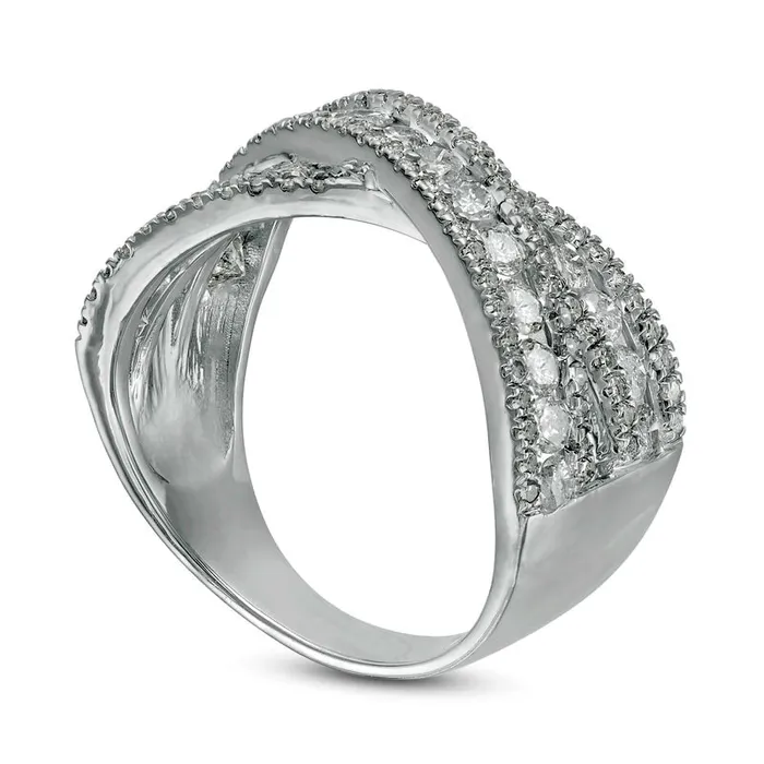 Goldia Rings 15 CT TW Natural Diamond MultiRow Crossover Band in Solid 10K White Gold Goldia Rings 15 CT TW Natural Diamond MultiRow Crossover Band in Solid 10K White Gold