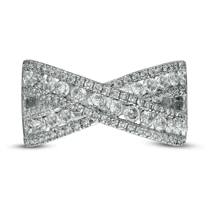 Goldia Rings 15 CT TW Natural Diamond MultiRow Crossover Band in Solid 10K White Gold Goldia Rings 15 CT TW Natural Diamond MultiRow Crossover Band in Solid 10K White Gold