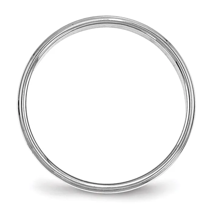Goldia Rings Solid 14K White Gold 4mm Flat with Step Edge MensWomens Wedding Band Ring Size 7
