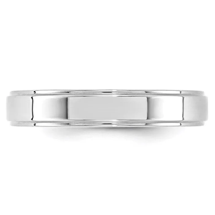 Goldia Rings Solid 14K White Gold 4mm Flat with Step Edge MensWomens Wedding Band Ring Size 7