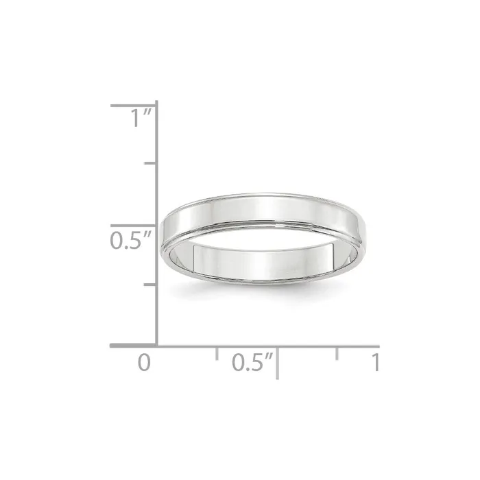 Goldia Rings Solid 14K White Gold 4mm Flat with Step Edge MensWomens Wedding Band Ring Size 7