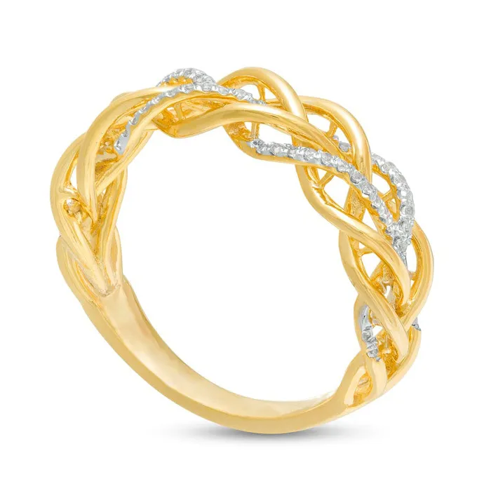 Rings 020 CT TW Natural Diamond Woven Ring in Solid 10K Yellow Gold Goldia Rings 020 CT TW Natural Diamond Woven Ring in Solid 10K Yellow Gold Goldia