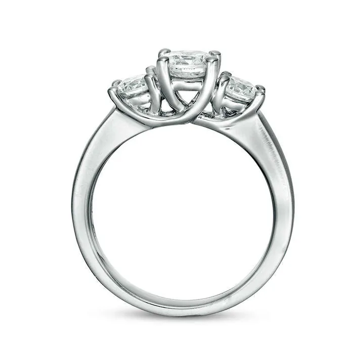 Rings Goldia 15 CT TW Natural Diamond Three Stone SatinFinish Engagement Ring in Solid 14K White Gold