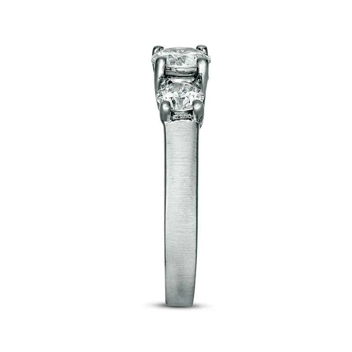 Rings Goldia 15 CT TW Natural Diamond Three Stone SatinFinish Engagement Ring in Solid 14K White Gold