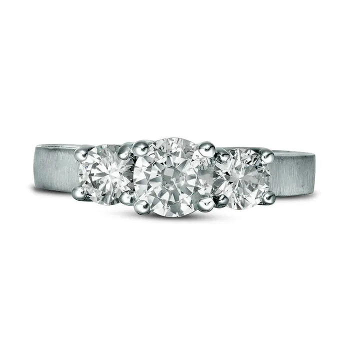 Rings Goldia 15 CT TW Natural Diamond Three Stone SatinFinish Engagement Ring in Solid 14K White Gold