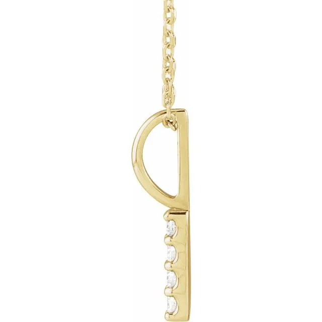 Necklaces 14K Yellow Gold 07 CTW Natural Diamond Vertical Bar 1618 Necklace TreasureFineJewelers