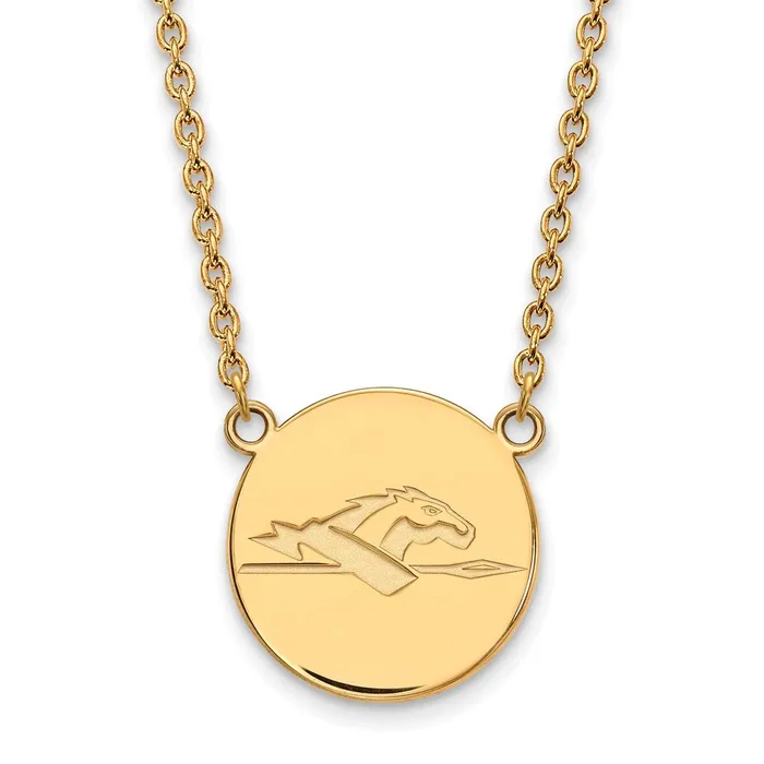 TreasureFineJewelers Necklaces Sterling Silver Goldplated Longwood University Horse Large Disc Pendant 18 inch Necklace TreasureFineJewelers Necklaces Sterling Silver Goldplated Longwood University Horse Large Disc Pendant 18 inch Necklace