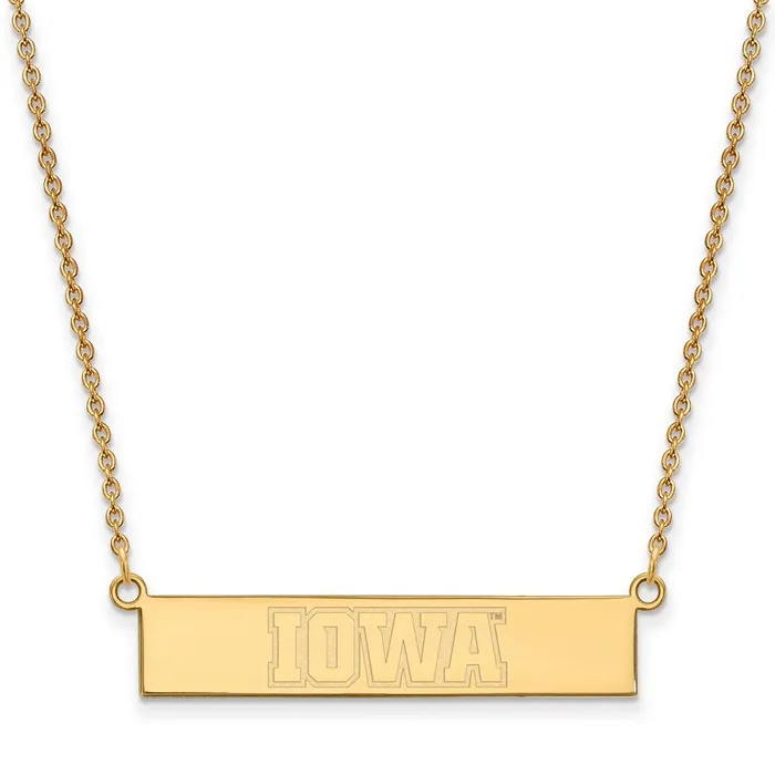 TreasureFineJewelers Necklaces Sterling Silver Goldplated University of Iowa Small Bar 18 inch Necklace TreasureFineJewelers Necklaces Sterling Silver Goldplated University of Iowa Small Bar 18 inch Necklace