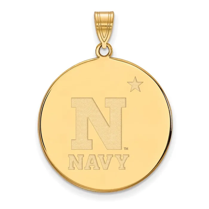 TreasureFineJewelers Sterling Silver Goldplated US Naval Academy Extra Large Disc Pendant Necklaces TreasureFineJewelers Sterling Silver Goldplated US Naval Academy Extra Large Disc Pendant Necklaces